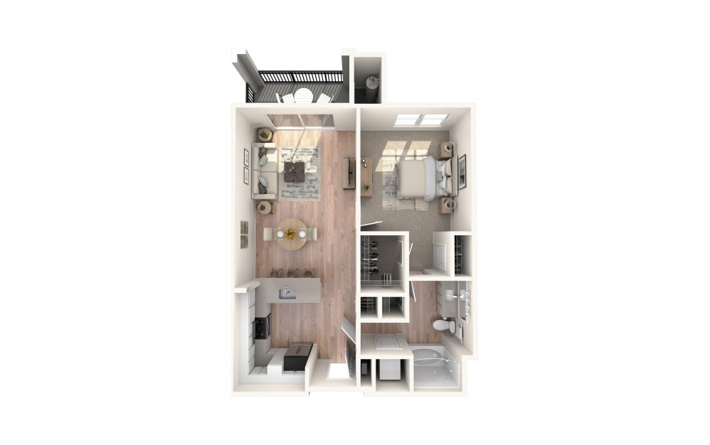 A1 759 - 1 bedroom floorplan layout with 1 bath and 759 square feet.