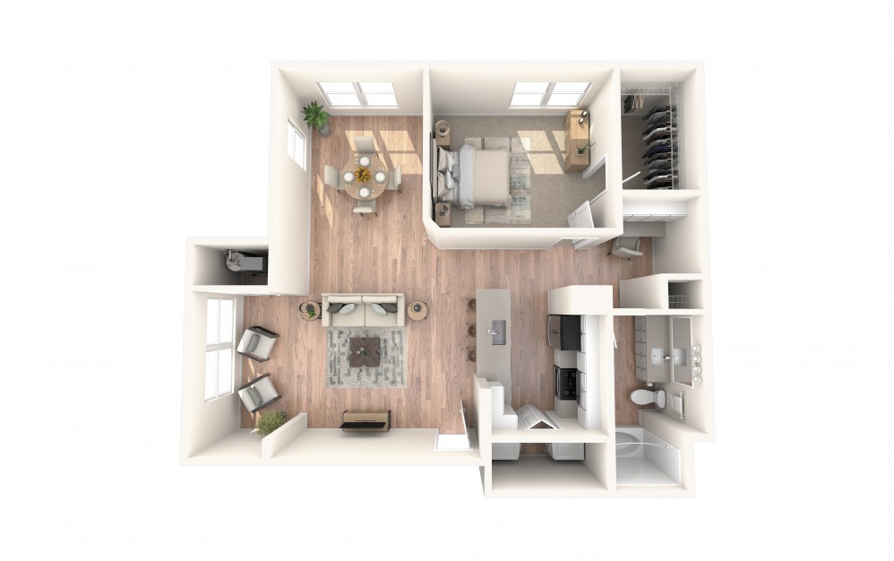 A1 948 - 1 bedroom floorplan layout with 1 bath and 948 square feet.