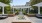 Outdoor courtyard firepit with shaded pergola, lounge seating, and pathway to pool